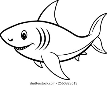 Shark Artwork Vector Illustration in Stunning Line Art