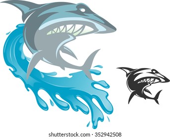 Shark Artwork-Large ocean predator making the waves