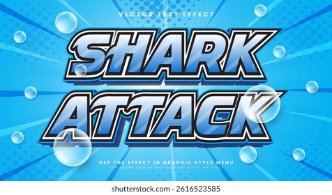 Shark Attack 3D editable text effect template Suitable for Ocean fish Theme