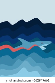 Shark Attack. Abstract Art. Sea Background. Blood Traces. Vector Illustration EPS-8.