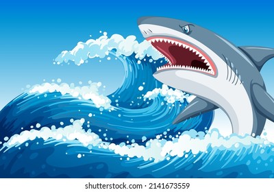 Shark attack concept with aggressive shark illustration