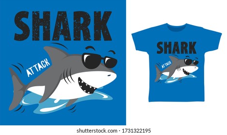 Shark attack design vector illustration ready for print on t-shirt.