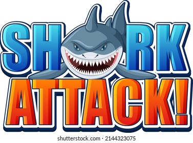Logo de tipo ataque de tiburón con ilustración agresiva de tiburón en caricatura