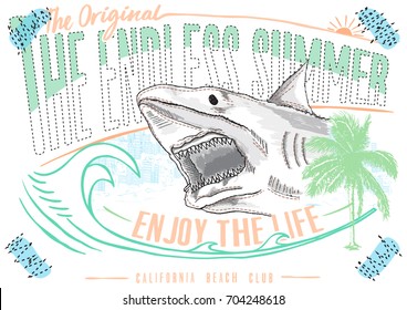 shark attack illustration vector graphic