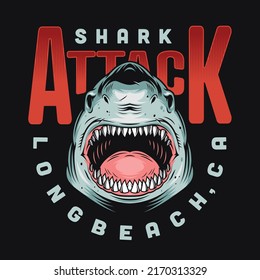 Shark Attack Poster Colorful Vintage Risk Stock Vector (Royalty Free ...