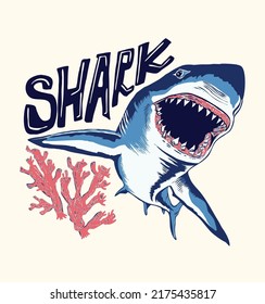 shark attack poster  t shirt vector design.