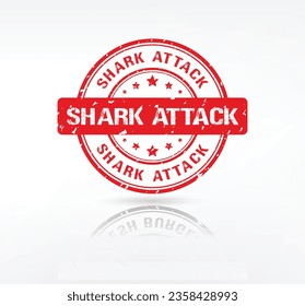 
SHARK ATTACK Stempel. 
SHARK ATTACK-farbige Schmutzspritzer auf weißem Hintergrund