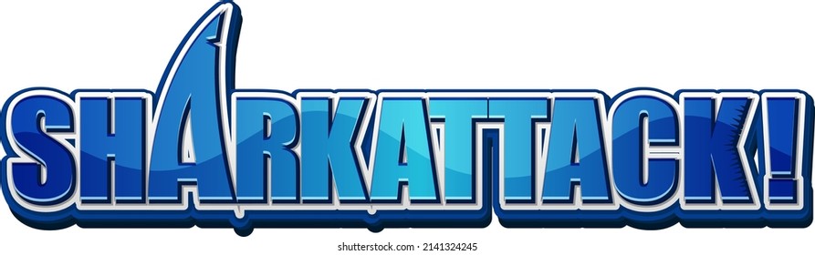 Ilustración de diseño de tipografía de ataque de tiburón