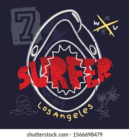 Shark attack typography for t-shirt print.