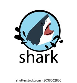 
shark attack vector logo design CIRCLE