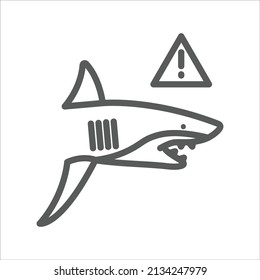 Shark Attack Warning simple line icon