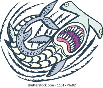 shark attack in the wave