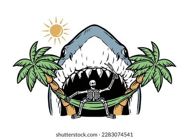 the shark attacks the relaxing skull