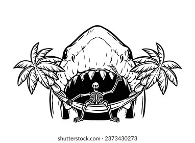 the shark attacks the relaxing skull