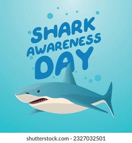 shark awareness day design template for celebration. shark awareness day vector template. shark vector design. flat shark design. fish silhouette.