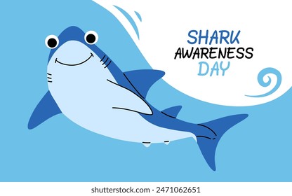 shark awareness day design template for celebration. shark awareness day vector template. shark vector design. flat shark design. fish silhouette.