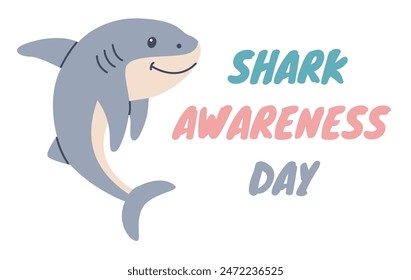 Shark awareness day design template for celebration. Shark awareness day vector template. Vector design, flat illustration, fish silhouette.