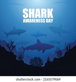 Shark awareness day vector illustration. Suitable for Poster, Banners, campaign and greeting card.