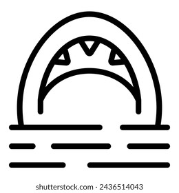 Shark awareness icon outline vector. Risky swimming area. Coastline predator assault