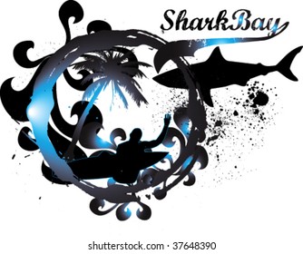 shark bay sticker vector background