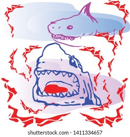 shark the big brother  hunter in food chain on the ocean