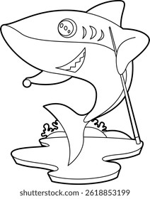 Shark Billiard Queue Animal Vector Graphic Art Illustration