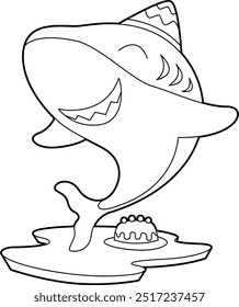 Shark Birthday Cake Animal Vector Graphic Art Illustration
