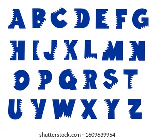 Shark bite letters. Teeth vector font.