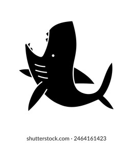 Shark black hand drawn icon