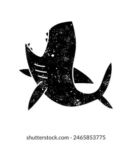 Shark black hand drawn icon in grunge look
