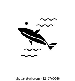 Shark black icon, vector sign on isolated background. Shark concept symbol, illustration 