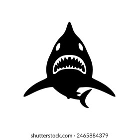 Shark black outline vector illustration. Fish art.