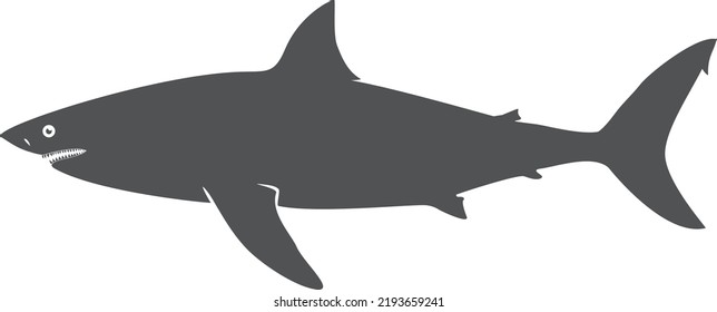 Shark Black Silhouette. Dangerous Ocean Predator Icon