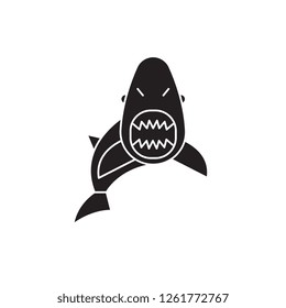 Shark black vector concept icon. Shark flat illustration, sign