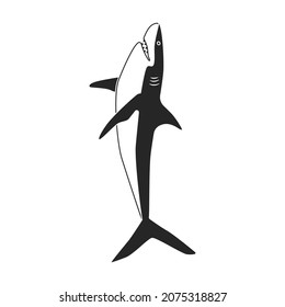 Shark black vector icon.Black vector illustration fish of sea. Isolated illustration of shark icon on white background.