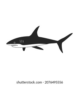 Shark black vector icon.Black vector illustration fish of sea. Isolated illustration of shark icon on white background.