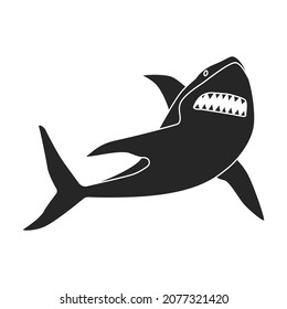 Shark black vector icon.Black vector illustration fish of sea. Isolated illustration of shark icon on white background.