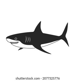 Shark black vector icon.Black vector illustration fish of sea. Isolated illustration of shark icon on white background.