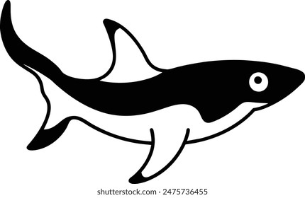 Tiburón blanco y negro Ilustración vectorial para colorear libro