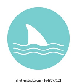 shark block style icon design Sea life ecosystem fauna ocean underwater water nature marine tropical theme Vector illustration