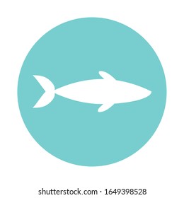 shark block style icon design Sea life ecosystem fauna ocean underwater water nature marine tropical theme Vector illustration