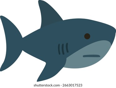Shark, blue, adorable, simple, flat illustration