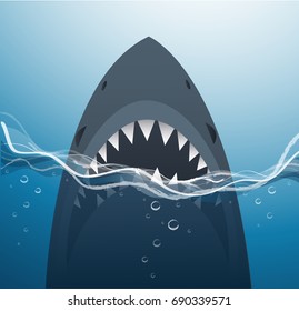shark in the blue sea background vector illustration