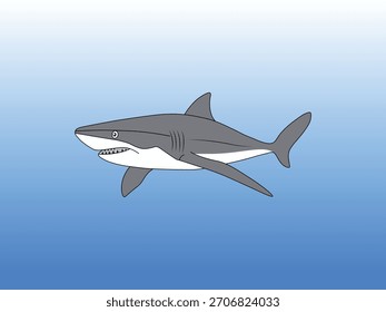 shark with blue sea gradient background