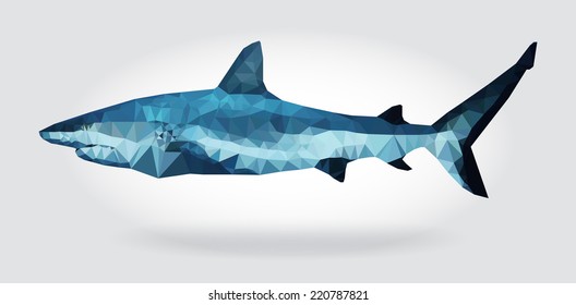 Shark body vector isolated, geometric modern illustration