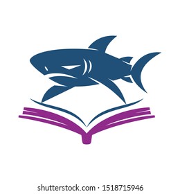 Shark Book logo design vector isolated  illustration template