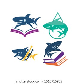 Shark Book Technology water logo design vector set template
