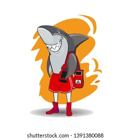 Сartoonish shark with boxing gloves