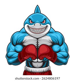 shark boxing mascot vector illustration design