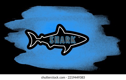 shark brush pattern blue font